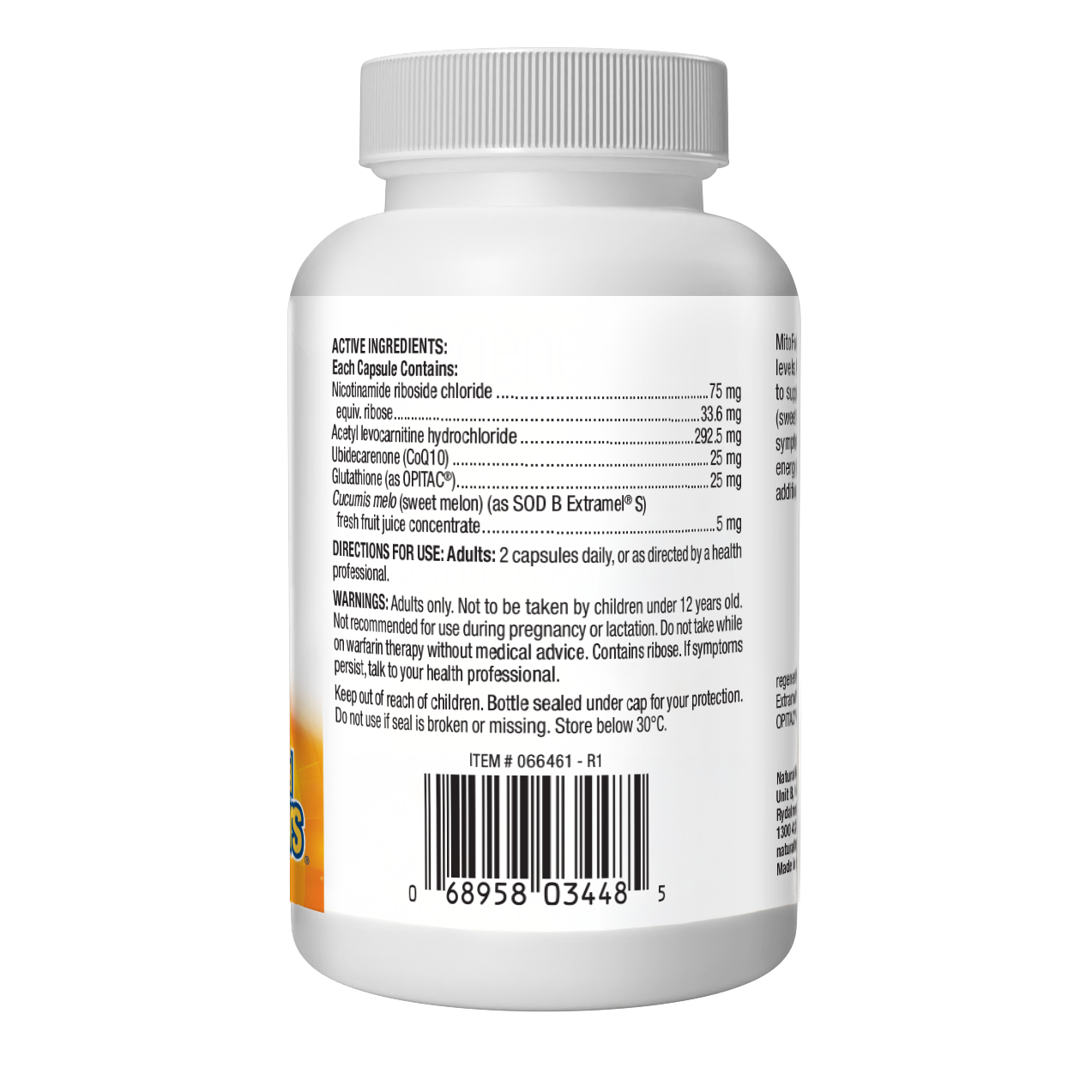 MitoFuel supplement bottle showing energy support ingredients and dosage for maintaining energy levels and reducing fatigue.