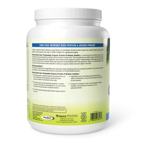 Fermented, Organic Protein & Greens organic vegan protein powder with 20g plant protein and fermented superfoods.