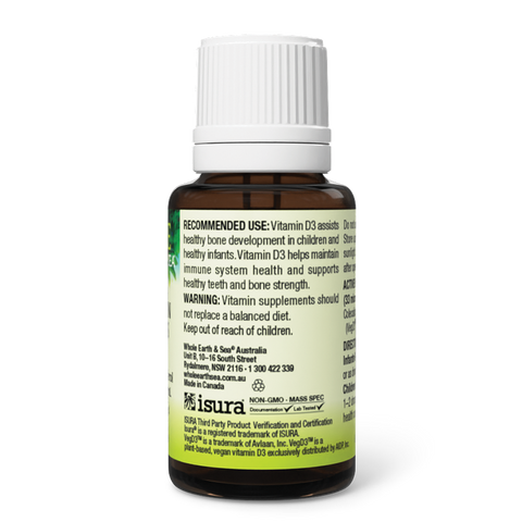 Kids Vegan D3 Drops plant-sourced vitamin D3 to support healthy bones, teeth, and immune system in children.