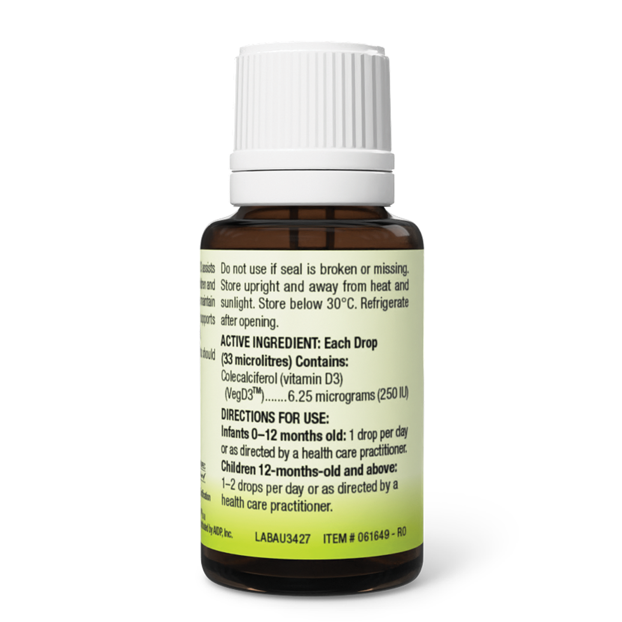 Kids Vegan D3 Drops plant-based vitamin D3 for healthy bone development and immune support in infants and children.